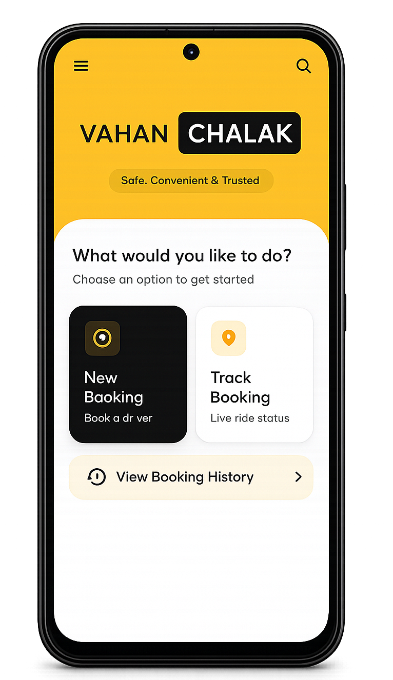 Vahan Chalak App Mockup