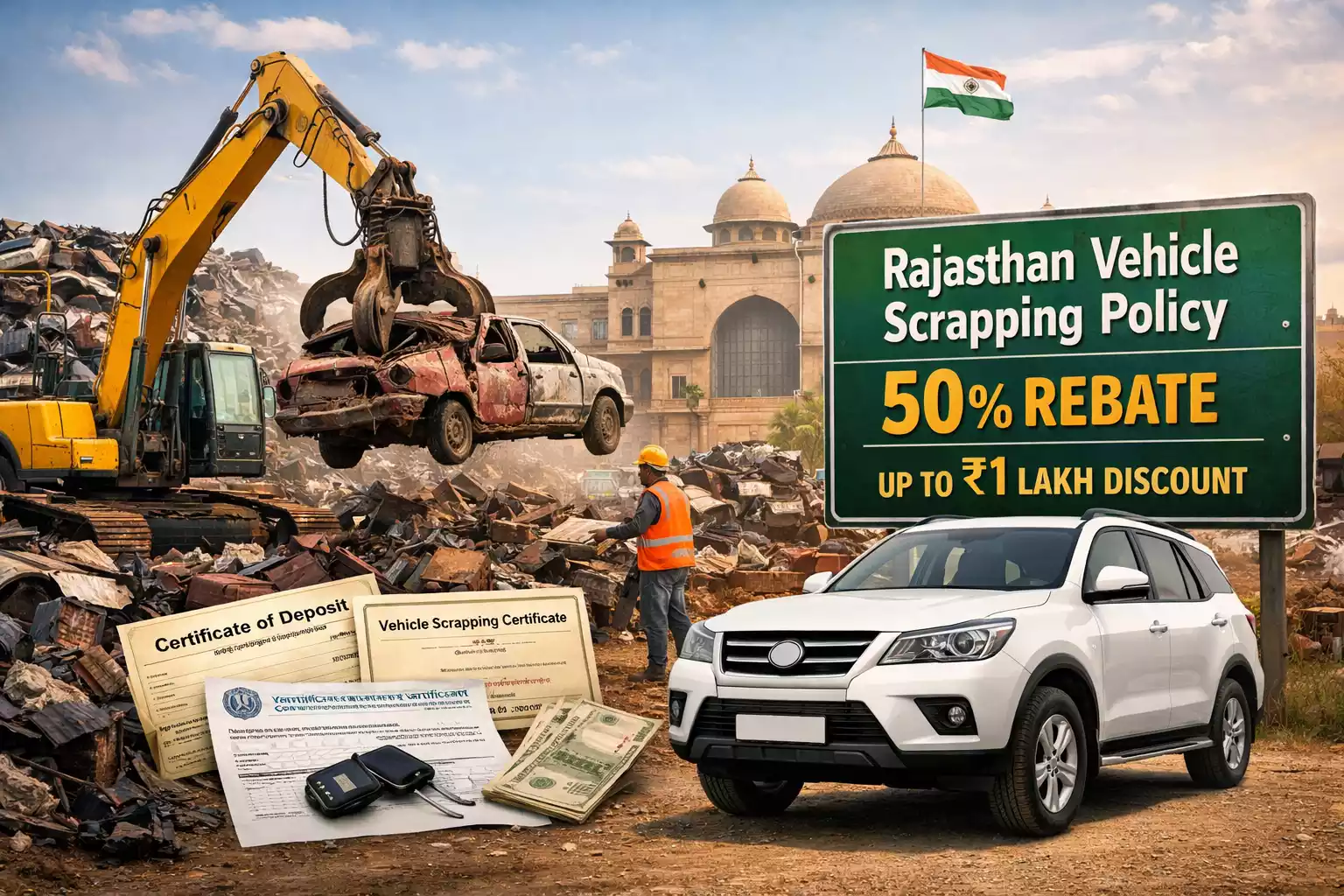 Rajasthan Govt Vehicle Scrapping Policy — 50% Rebate & Up to ?1 Lakh Registration Discount